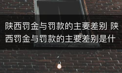 陕西罚金与罚款的主要差别 陕西罚金与罚款的主要差别是什么