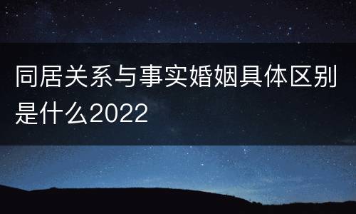 同居关系与事实婚姻具体区别是什么2022