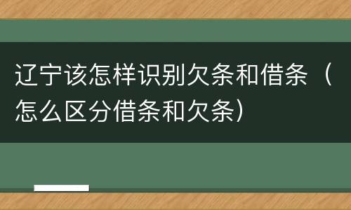 辽宁该怎样识别欠条和借条（怎么区分借条和欠条）