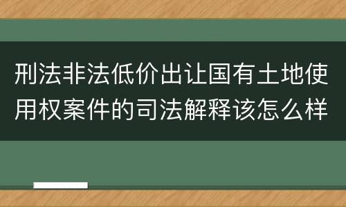 刑法非法低价出让国有土地使用权案件的司法解释该怎么样规定