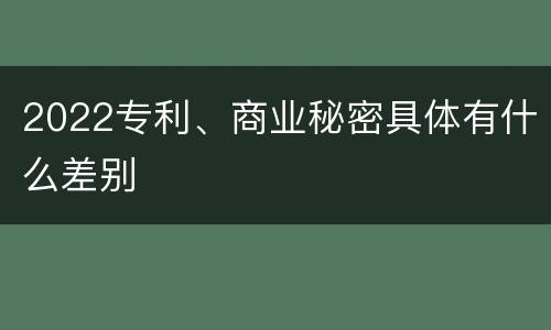 2022专利、商业秘密具体有什么差别