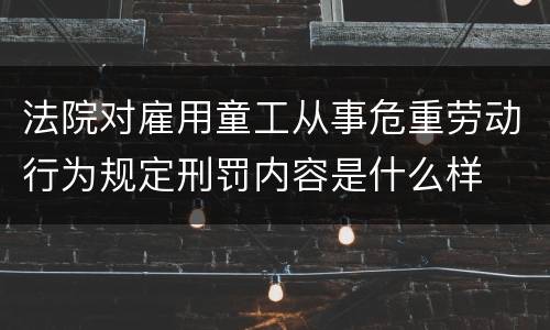 法院对雇用童工从事危重劳动行为规定刑罚内容是什么样