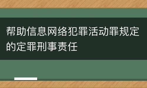 帮助信息网络犯罪活动罪规定的定罪刑事责任