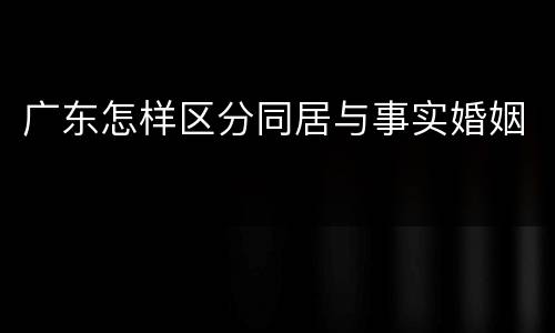 广东怎样区分同居与事实婚姻