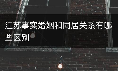 江苏事实婚姻和同居关系有哪些区别