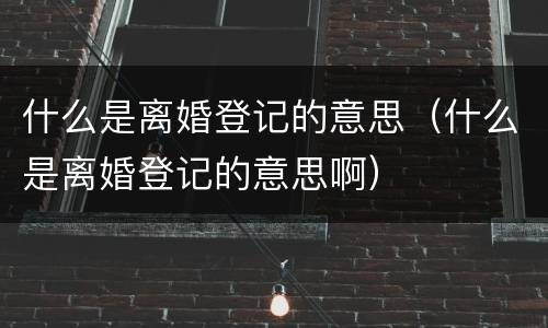 什么是离婚登记的意思（什么是离婚登记的意思啊）