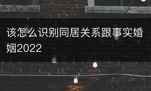 该怎么识别同居关系跟事实婚姻2022