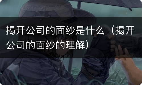 揭开公司的面纱是什么（揭开公司的面纱的理解）