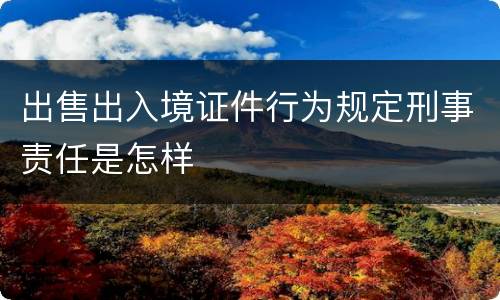 出售出入境证件行为规定刑事责任是怎样