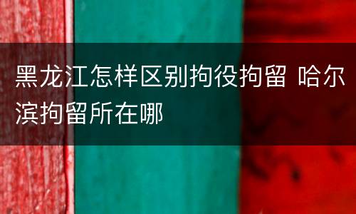 黑龙江怎样区别拘役拘留 哈尔滨拘留所在哪