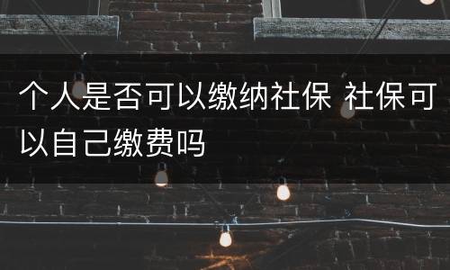 个人是否可以缴纳社保 社保可以自己缴费吗