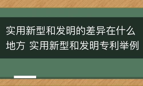 实用新型和发明的差异在什么地方 实用新型和发明专利举例