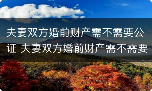 夫妻双方婚前财产需不需要公证 夫妻双方婚前财产需不需要公证才能买房