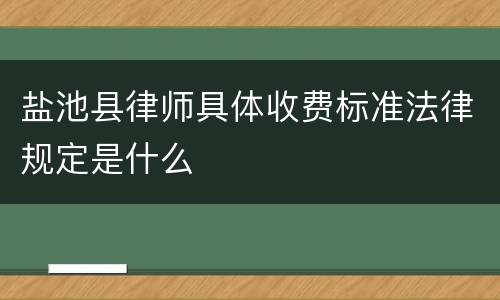 盐池县律师具体收费标准法律规定是什么
