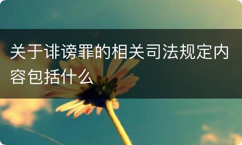 关于诽谤罪的相关司法规定内容包括什么