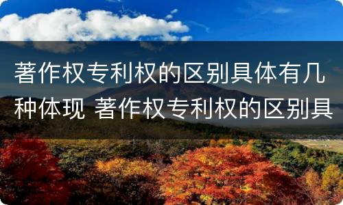 著作权专利权的区别具体有几种体现 著作权专利权的区别具体有几种体现方法