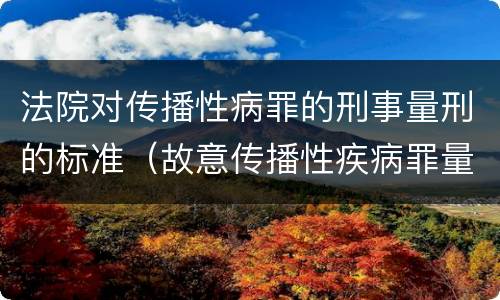 法院对传播性病罪的刑事量刑的标准（故意传播性疾病罪量刑）