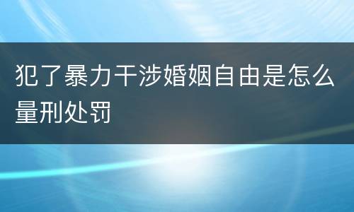 犯了暴力干涉婚姻自由是怎么量刑处罚