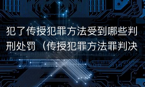 犯了传授犯罪方法受到哪些判刑处罚（传授犯罪方法罪判决）