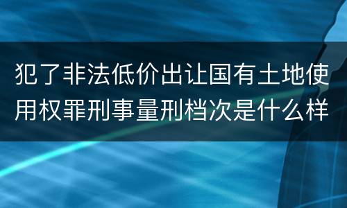 犯了非法低价出让国有土地使用权罪刑事量刑档次是什么样