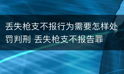 丢失枪支不报行为需要怎样处罚判刑 丢失枪支不报告罪