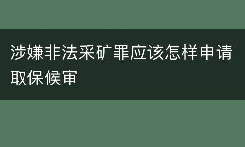 涉嫌非法采矿罪应该怎样申请取保候审