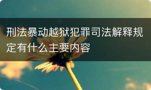 刑法暴动越狱犯罪司法解释规定有什么主要内容