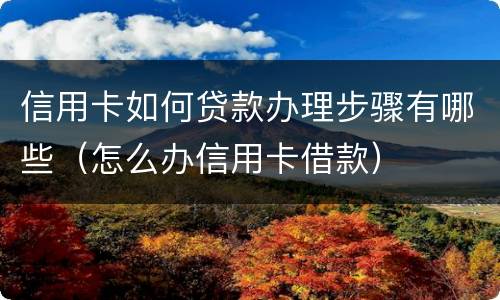 信用卡如何贷款办理步骤有哪些（怎么办信用卡借款）