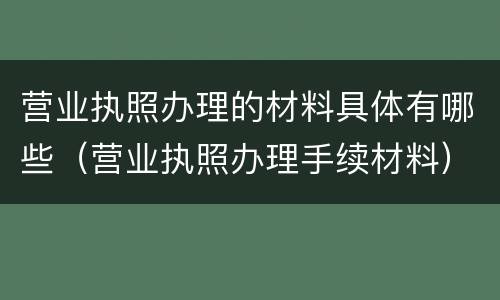 营业执照办理的材料具体有哪些（营业执照办理手续材料）
