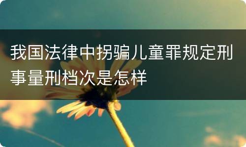 我国法律中拐骗儿童罪规定刑事量刑档次是怎样