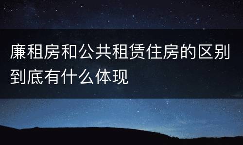 廉租房和公共租赁住房的区别到底有什么体现