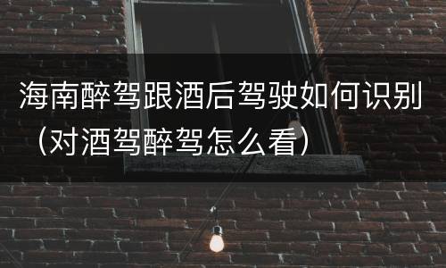 海南醉驾跟酒后驾驶如何识别（对酒驾醉驾怎么看）