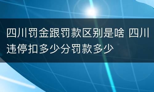 四川罚金跟罚款区别是啥 四川违停扣多少分罚款多少