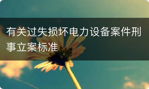 有关过失损坏电力设备案件刑事立案标准