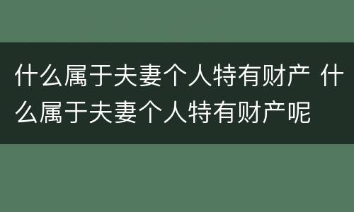什么属于夫妻个人特有财产 什么属于夫妻个人特有财产呢