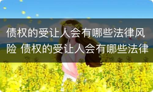 债权的受让人会有哪些法律风险 债权的受让人会有哪些法律风险呢