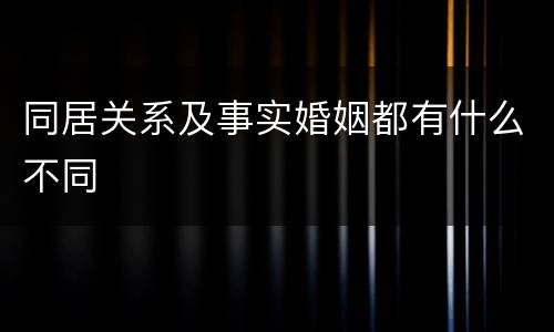 同居关系及事实婚姻都有什么不同