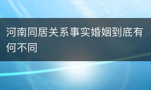 河南同居关系事实婚姻到底有何不同