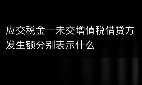 应交税金—未交增值税借贷方发生额分别表示什么
