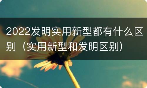 2022发明实用新型都有什么区别(实用新型和发明区别)