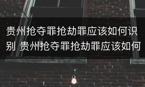 贵州抢夺罪抢劫罪应该如何识别 贵州抢夺罪抢劫罪应该如何识别案件