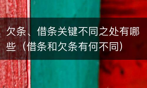 欠条、借条关键不同之处有哪些（借条和欠条有何不同）
