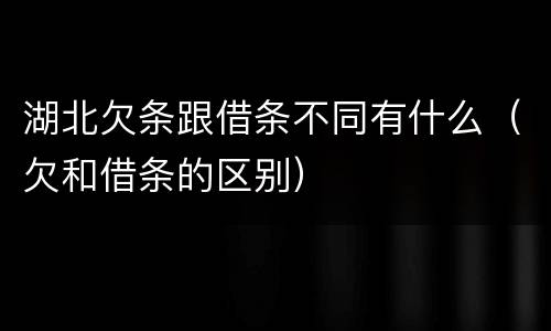 湖北欠条跟借条不同有什么（欠和借条的区别）