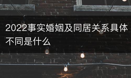 2022事实婚姻及同居关系具体不同是什么