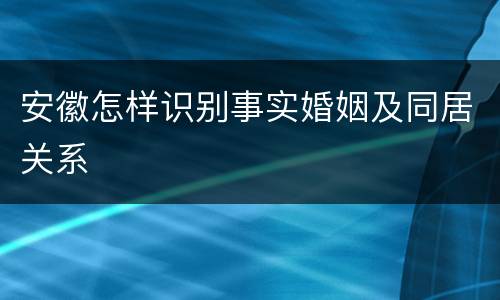 安徽怎样识别事实婚姻及同居关系
