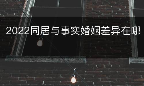 2022同居与事实婚姻差异在哪