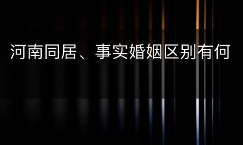 河南同居、事实婚姻区别有何