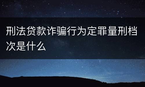 刑法贷款诈骗行为定罪量刑档次是什么