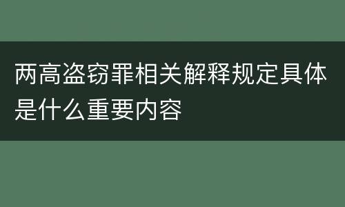 两高盗窃罪相关解释规定具体是什么重要内容