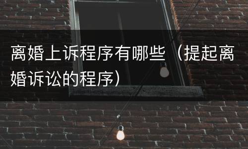 离婚上诉程序有哪些（提起离婚诉讼的程序）